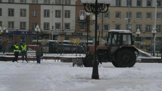 Первый снегопад в Калининграде