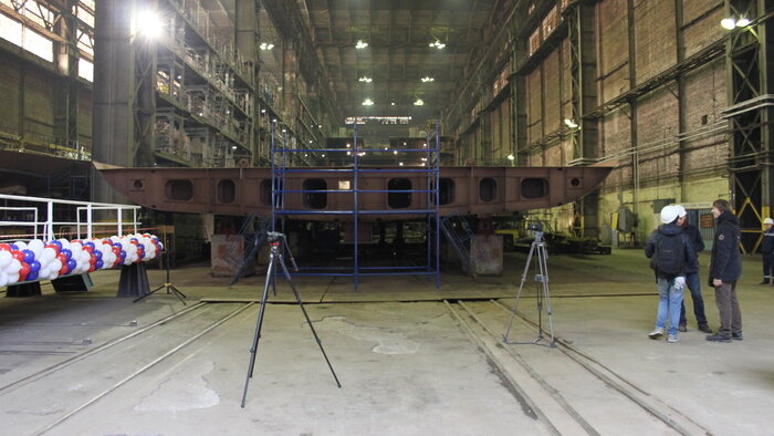 Одна из четырех днищевых секций, изготовленных на заводе в Выборге