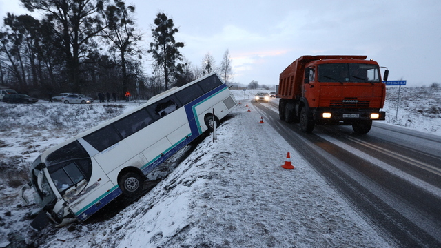 Появилось видео аварии с пассажирским автобусом под Черняховском