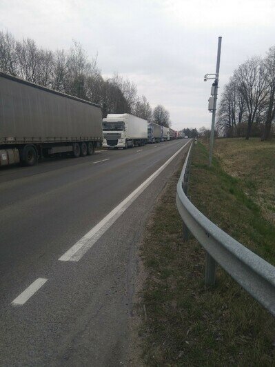 Калининградские грузовики застряли в восьмикилометровой пробке на погранпереходе в Кибартае  - Новости Калининграда | Фото: очевидец