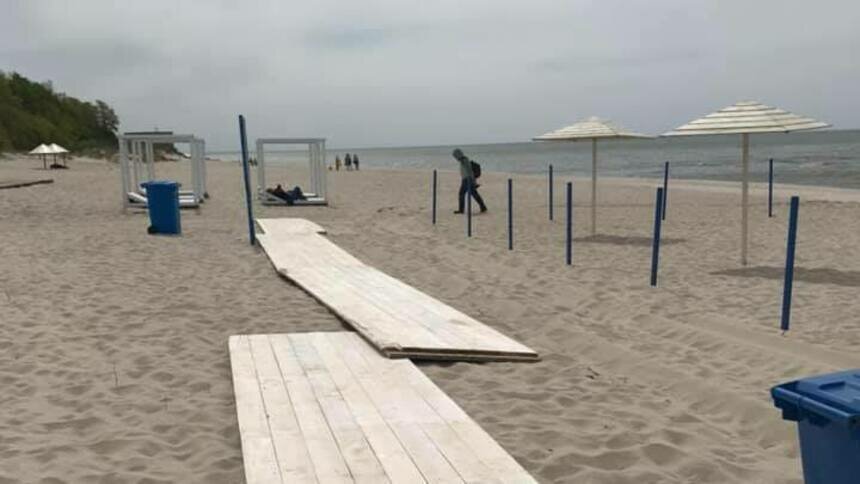 На пляже в Янтарном приступили к строительству променада (фото) - Новости Калининграда | Фото: Алексей Заливатский / Facebook