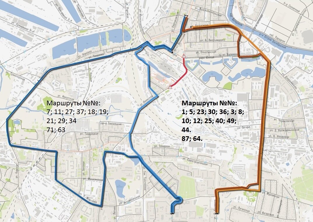 Как поедет общественный транспорт во время ремонта ул. Киевской (схема) -  Новости Калининграда