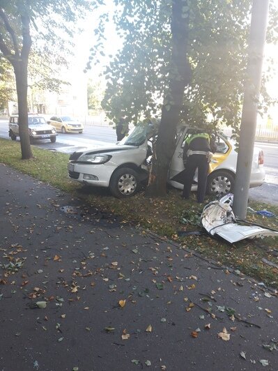 На ул. Невского в Калининграде такси врезалось в дерево, есть пострадавшие (фото) - Новости Калининграда | Фото очевидцев