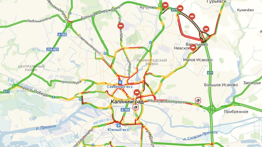 Карта пробок калининград онлайн