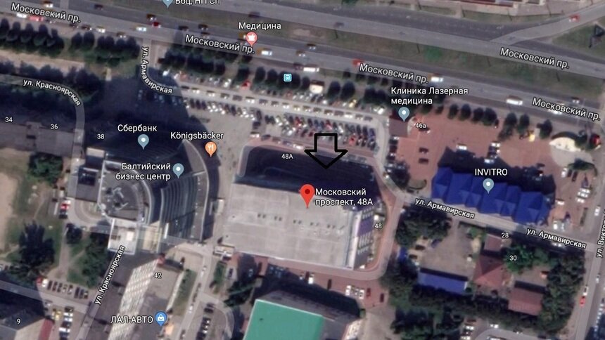 В Калининграде выставили на продажу административно-торговое здание на Моспроспекте - Новости Калининграда | Скриншот сервиса Google.Maps