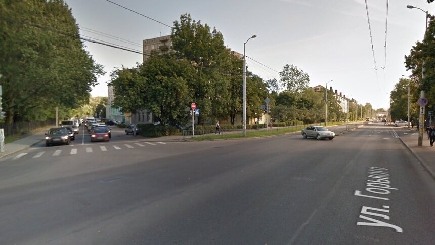 На участке ул. Горького на две недели введут одностороннее движение - Новости Калининграда | Скриншот сервиса Google.Maps