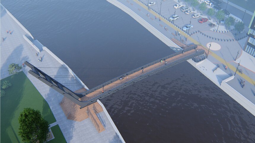 Кропоткин рассказал, когда начнут строить новый мост на остров Канта - Новости Калининграда | Эскиз: пресс-служба городской администрации