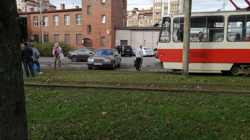 &quot;Водитель, ты судак&quot;: Mercedes на трамвайных рельсах назван нарушителем недели - Новости Калининграда | Фото: очевидец