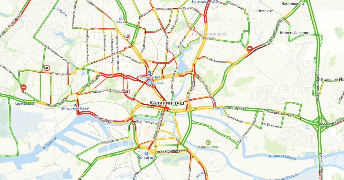 Пробки калининград сейчас. Яндекс карты Калининград. Восьмибалльные пробки. Киевская Московский проспект Калининград. Пробки по пятницам в Москве вечером на карте.