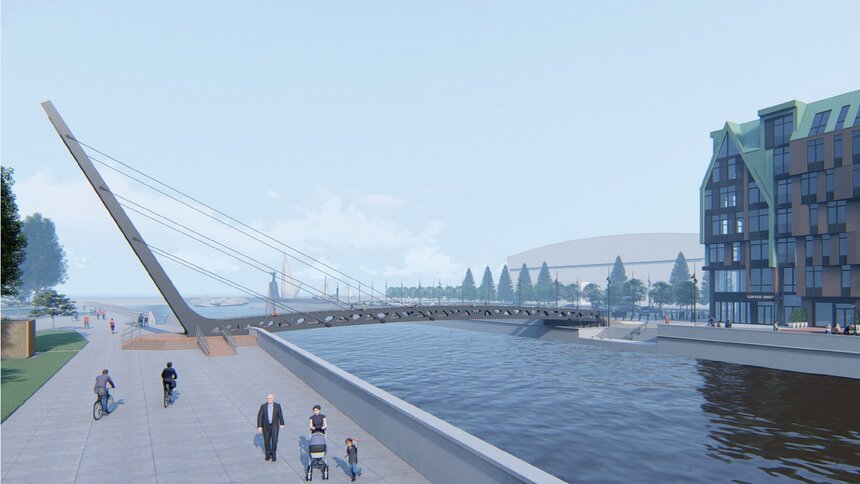 Проект моста с острова Канта к &quot;Юности&quot; прошёл госэкспертизу - Новости Калининграда | Эскиз: пресс-служба городской администрации