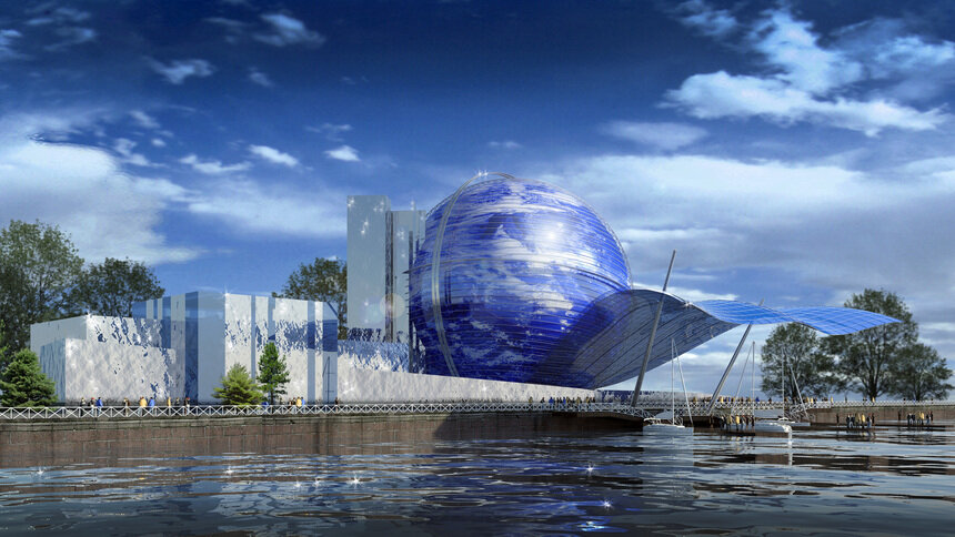 У &quot;Планеты океан&quot; начали устанавливать стеклянную волну - Новости Калининграда | Эскиз: пресс-служба Музея Мирового океана