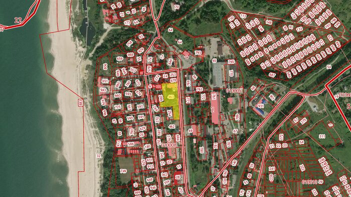В Янтарном построят четыре многоквартирных дома в 450 метрах от моря - Новости Калининграда | Скриншот кадастровой карты