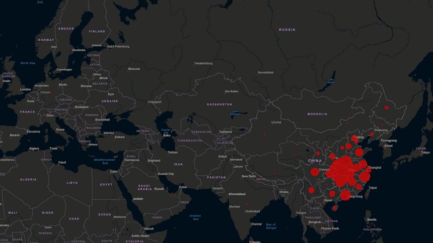Территории распространения коронавируса | Скриншот карты с сервиса gisanddata.maps