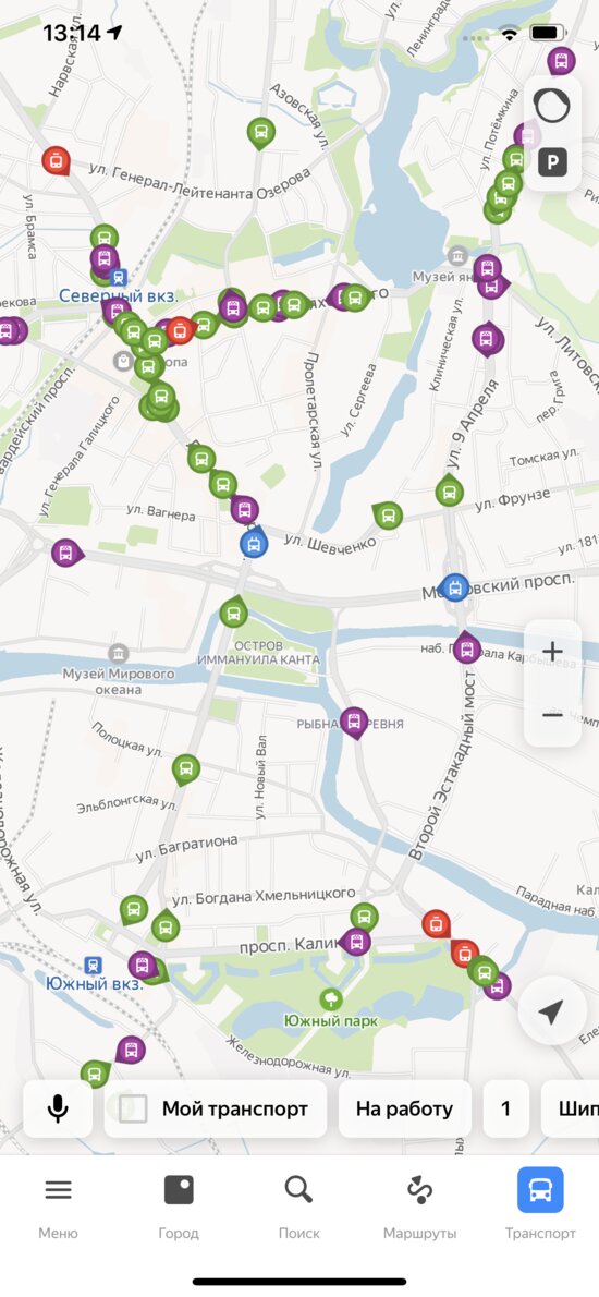 Калининградцы смогут отслеживать движение городских автобусов через приложение “Яндекс.Карты” - Новости Калининграда | Скриншот сервиса &quot;Яндекс.Карты&quot;