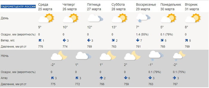 Калининградцам до конца марта не советуют менять резину  - Новости Калининграда | Скриншот сайта Гидрометцентра России