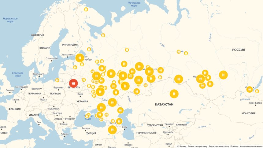 &quot;Яндекс&quot; по аналогии с пробками начал отслеживать, соблюдают ли россияне карантин - Новости Калининграда | Скриншот сервиса &quot;Яндекс.Карты&quot;
