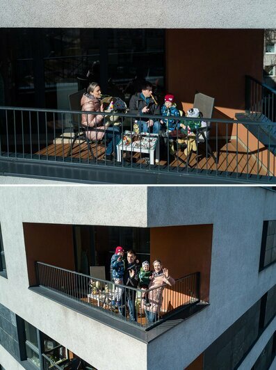 В шапочках из фольги и с кофе на крыше: в Литве фотограф снимает на дрон семьи на самоизоляции - Новости Калининграда | Фото: Адас Василяускас