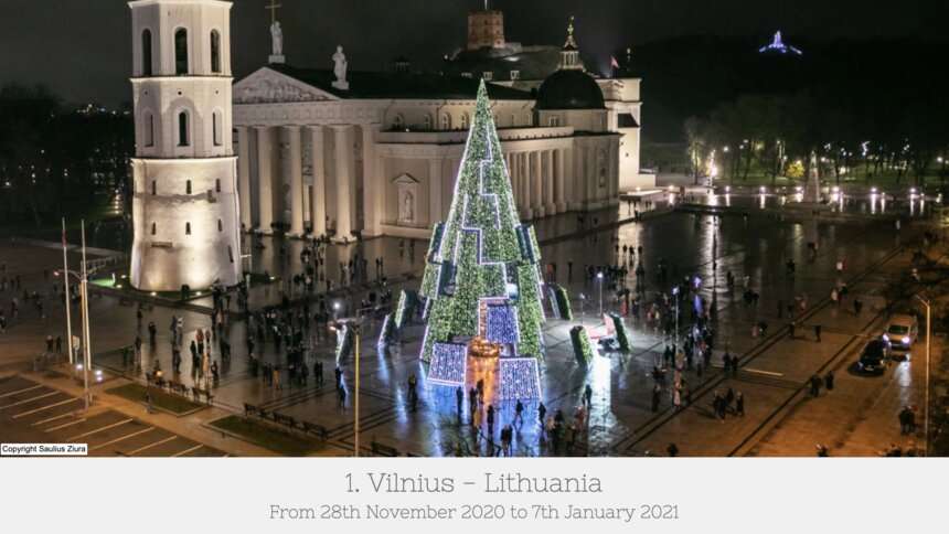 Рождественскую ель в Вильнюсе назвали самой красивой в Европе - Новости Калининграда | Изображение: фрагмент скриншота сайта European Best Destinations