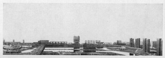 1968 год. Проектная панорама города с Домом Советов | Калининградское отделение Союза архитекторов России