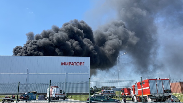 Очевидцы: в Калининграде произошёл пожар на территории «Мираторга» (видео)