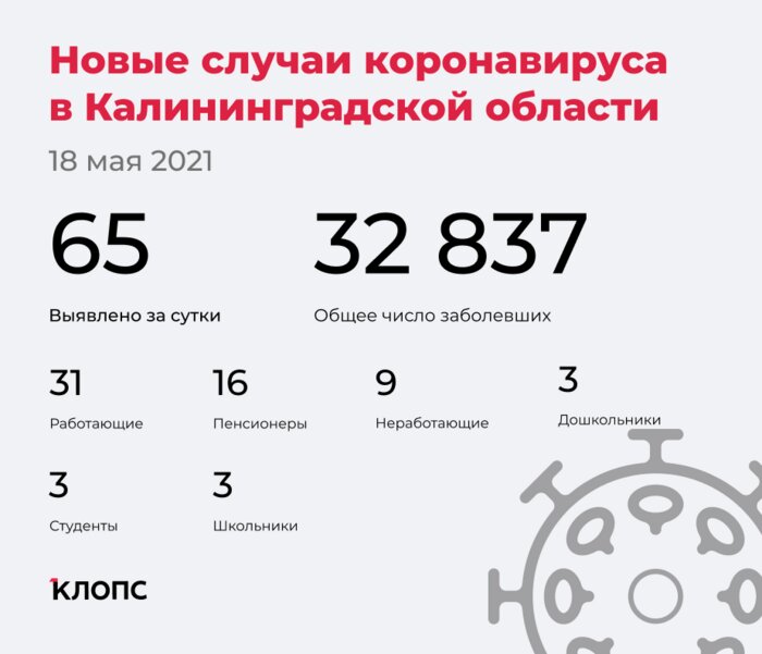 65 заболели, 85 выздоровели, двое скончались: ситуация с COVID-19 в Калининградской области на 18 мая - Новости Калининграда
