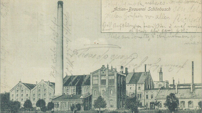 Пивоварня «Шёнбуш» на Годринер-штрассе в Кёнигсберге  | Фотография на открытке 1904 года