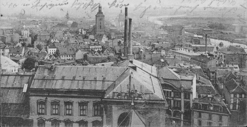 Вид на Лёбенихт с башни Королевского замка | Фотография на открытке 1911 года