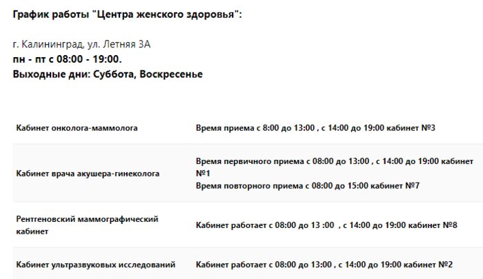 Где в Калининграде и области обследоваться бесплатно на женские виды рака - Новости Калининграда | Изображение: скриншот сайта 