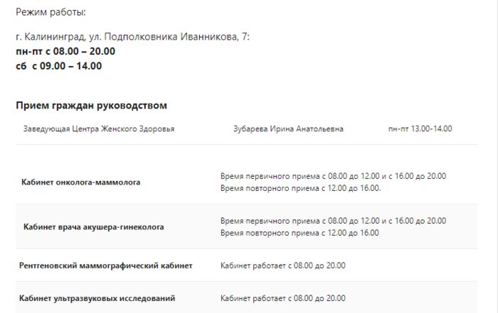 Где в Калининграде и области обследоваться бесплатно на женские виды рака - Новости Калининграда | Изображение: скриншот сайта 