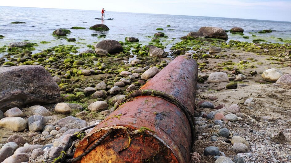 На берегу у Филино нашли немецкую парогазовую торпеду времён войны - Новости Калининграда | Фото: пресс-служба ЗВО по Балтфлоту