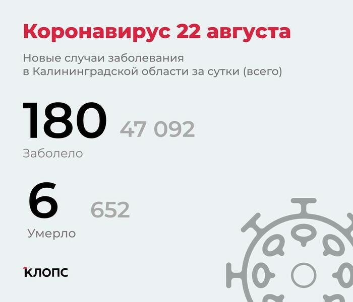 В Калининградской области коронавирусом заболели ещё 180 человек - Новости Калининграда