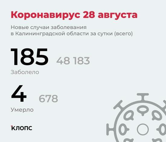185 заболели, подтвердилось ещё 4 смерти: ситуация с ковидом в Калининградской области на субботу - Новости Калининграда