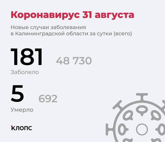 181 заболевший, ещё 5 скончались: ситуация с коронавирусом в Калининградской области на вторник - Новости Калининграда