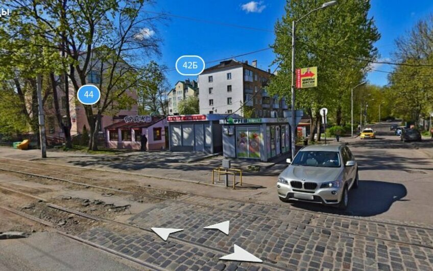 Парковки не будет, дорогу не расширят: что изменится в Калининграде после восстановления трамвайного маршрута №4 - Новости Калининграда | 2018 год. Скриншот &quot;Яндекс карты&quot;