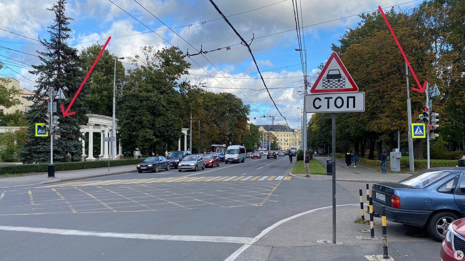 Стоп-линия и светофоры запутали водителей в центре Калининграда (схема) -  Новости Калининграда