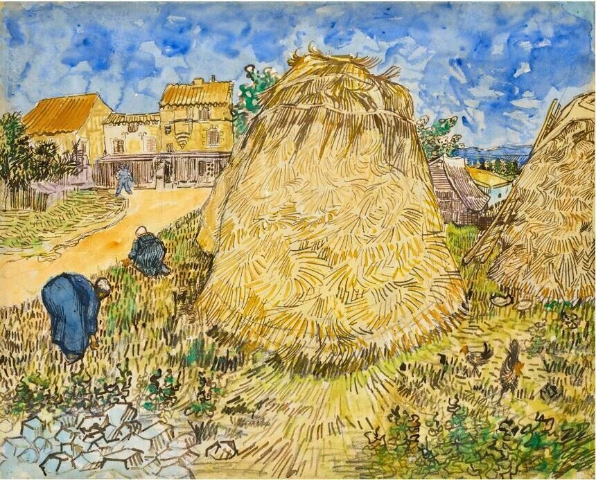 Фрагмент картины Ван Гога «Стога пшеницы» | Фото сайт аукционного дома Christie's