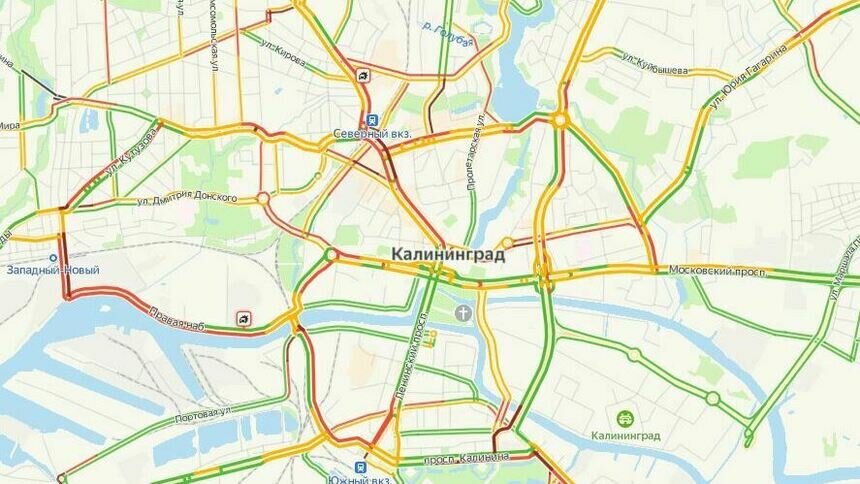 Калининград во вторник вечером встал в восьмибалльных пробках - Новости Калининграда | Скриншот страницы «Яндекса»