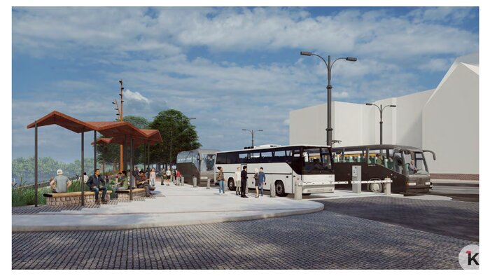 «Больше похоже на автовокзал»: Генне раскритиковал проект реконструкции площадки возле острова Канта - Новости Калининграда | Эскиз предоставлен администрацией Калининграда