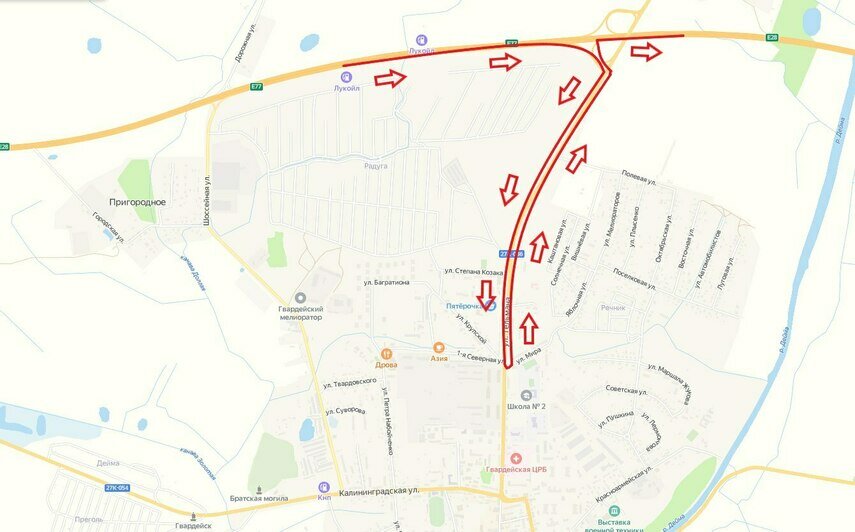Схема движения транспорта в калининграде 9 мая