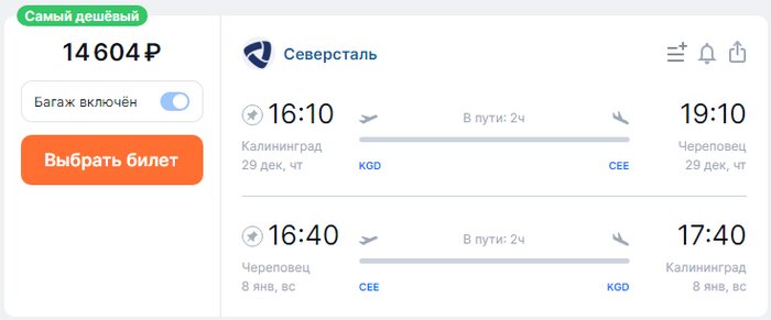 Куда полететь на Новый год: 7 прямых рейсов из Калининграда - Новости Калининграда | Скриншот сайта Aviasales