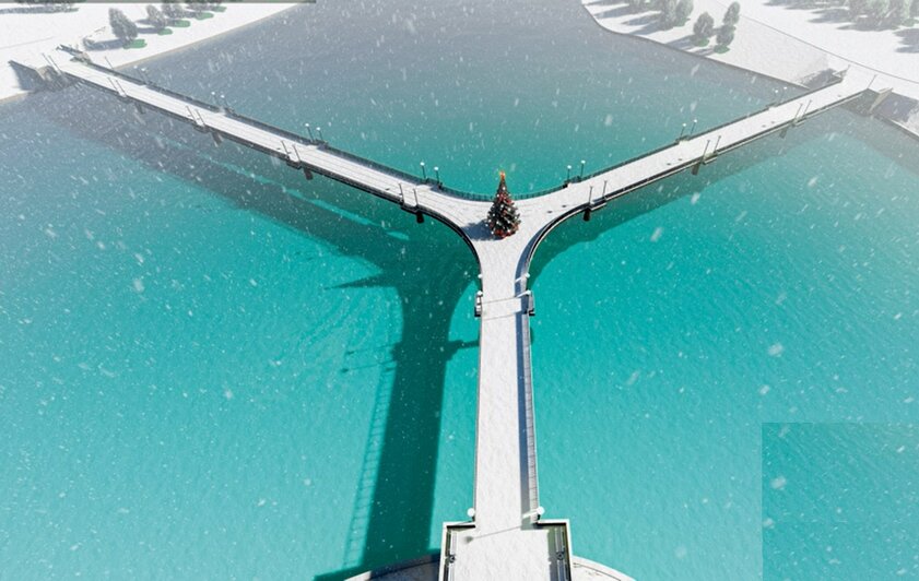 На будущем мосту через Верхнее озеро предложили проводить новогодние ярмарки (эскизы) - Новости Калининграда | Предоставлено администрацией Калининграда
