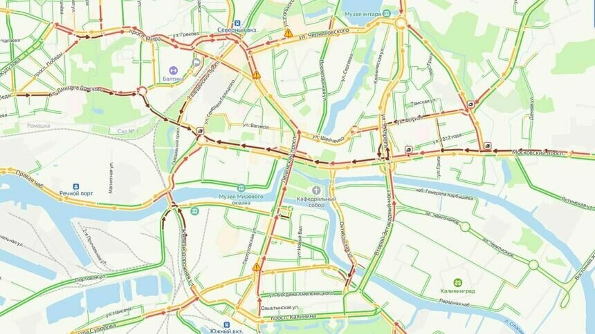 Как выглядит калининград на карте Московский проспект умер": Калининград в четверг утром встал в 8-балльных пробка
