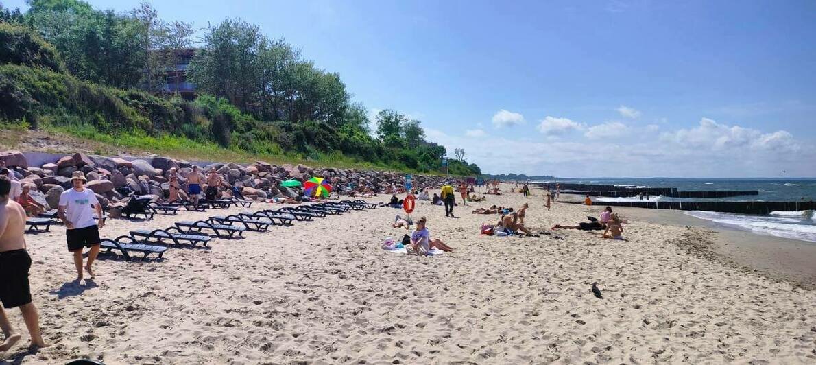 «Оккупировали берег»: отдыхающие пожаловались на лежаки, которыми заставили пляж Зеленоградска - Новости Калининграда | Фото предоставил Павел Боровиков