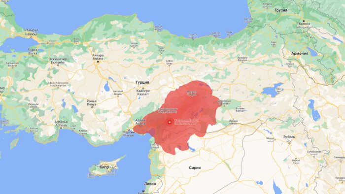 Землетрясение в Турции и Сирии: что известно (обновлено) - Новости Калининграда | Скриншот сервиса Google Карты
