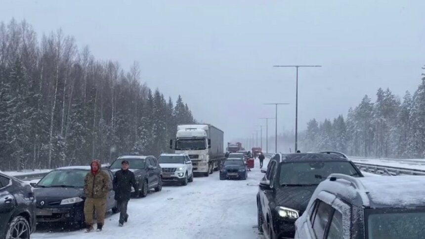 Погиб один человек, ещё 12 пострадали: под Новгородом столкнулись 32 автомобиля  - Новости Калининграда | Фото: соцсети