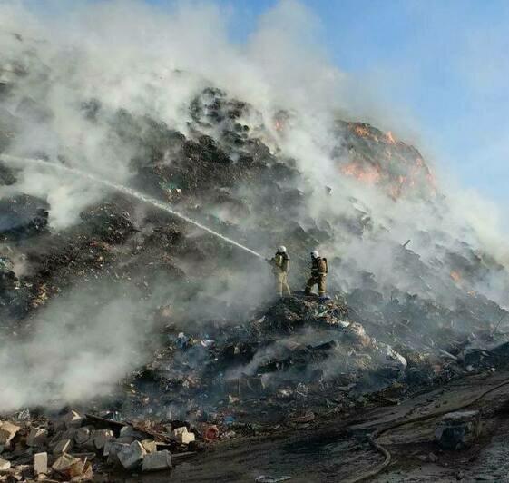 В Ельняках снова горит закрытый мусорный полигон (фото) - Новости Калининграда | Фото: МЧС региона