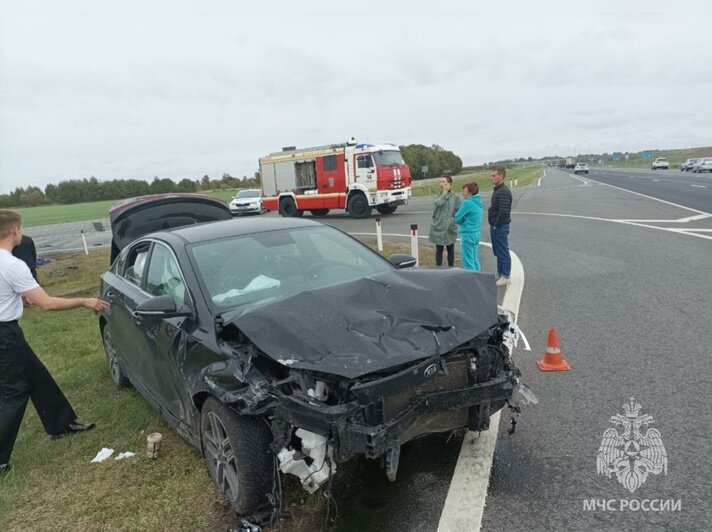 В Гвардейском районе автомобиль вылетел с дороги после столкновения с другой машиной   - Новости Калининграда | Фото: пресс-служба МЧС региона