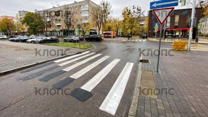 В Калининграде появились первые чёрно-белые переходы «как в Москве» (фото) - Новости Калининграда | Фото: Александр Подгорчук / «Клопс»