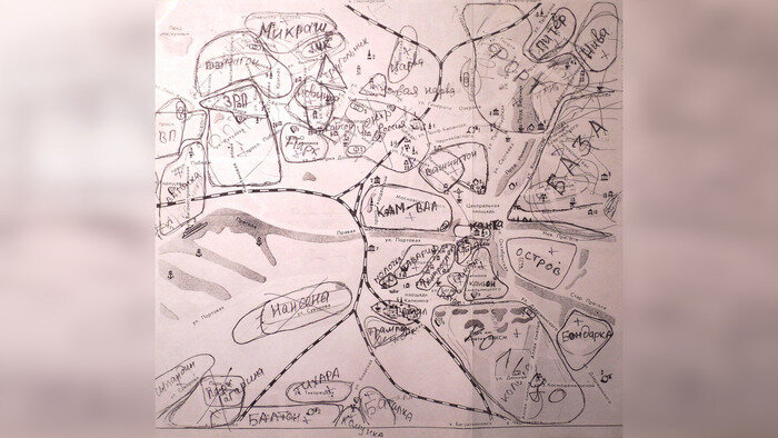 Карта-схема центральной части Калининграда глазами молодёжи конца 80-х. | Фото: Архив Владислава Ржевского