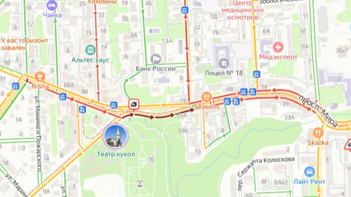 На проспекте Мира из-за ДТП образовалась пробка      - Новости Калининграда | Скриншот сервиса «Яндекс. Карты»